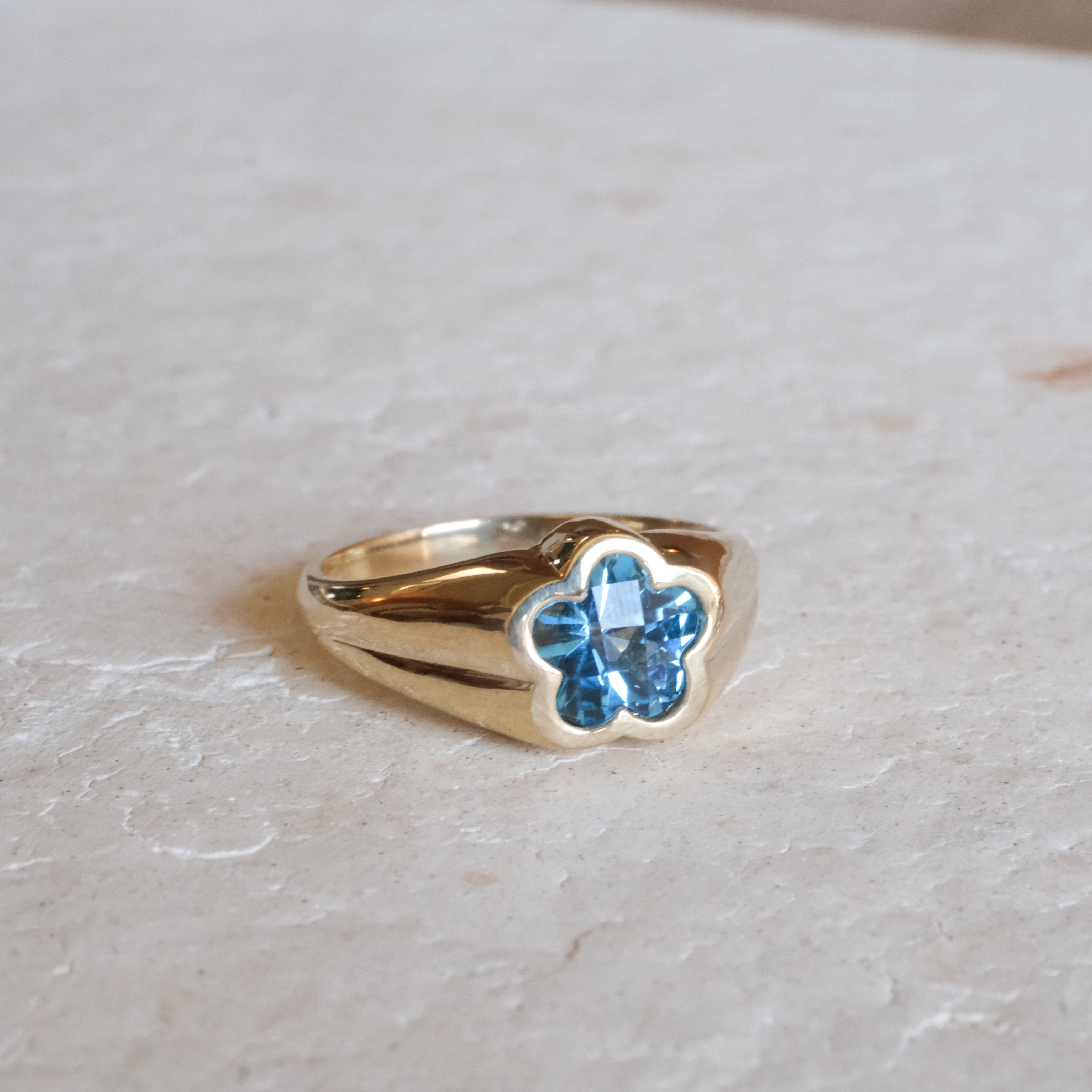 Bezel Flower Signet Ring | OOAK