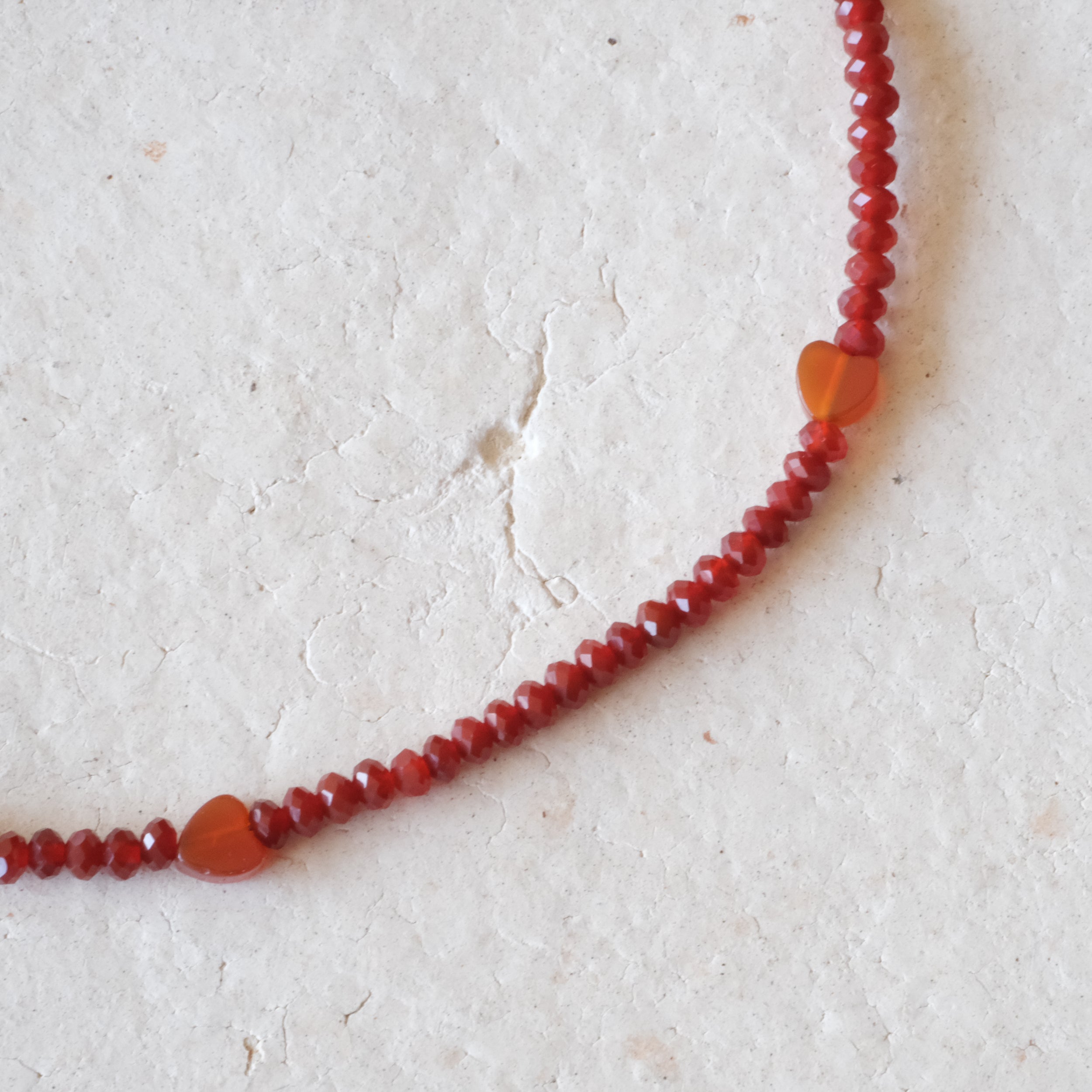 Agate and Sunstone Heart Beaded Necklace | OOAK