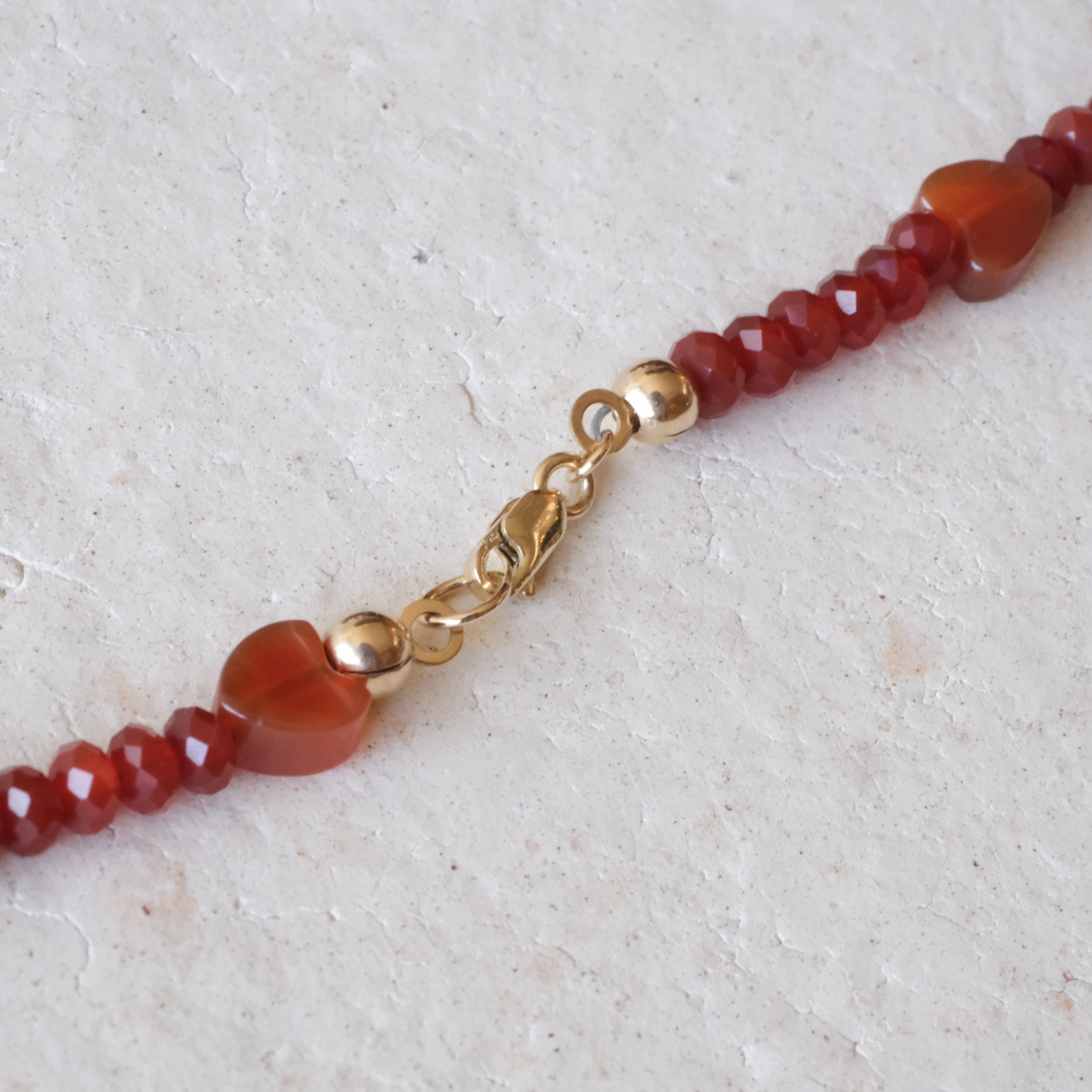 Agate and Sunstone Heart Beaded Necklace | OOAK