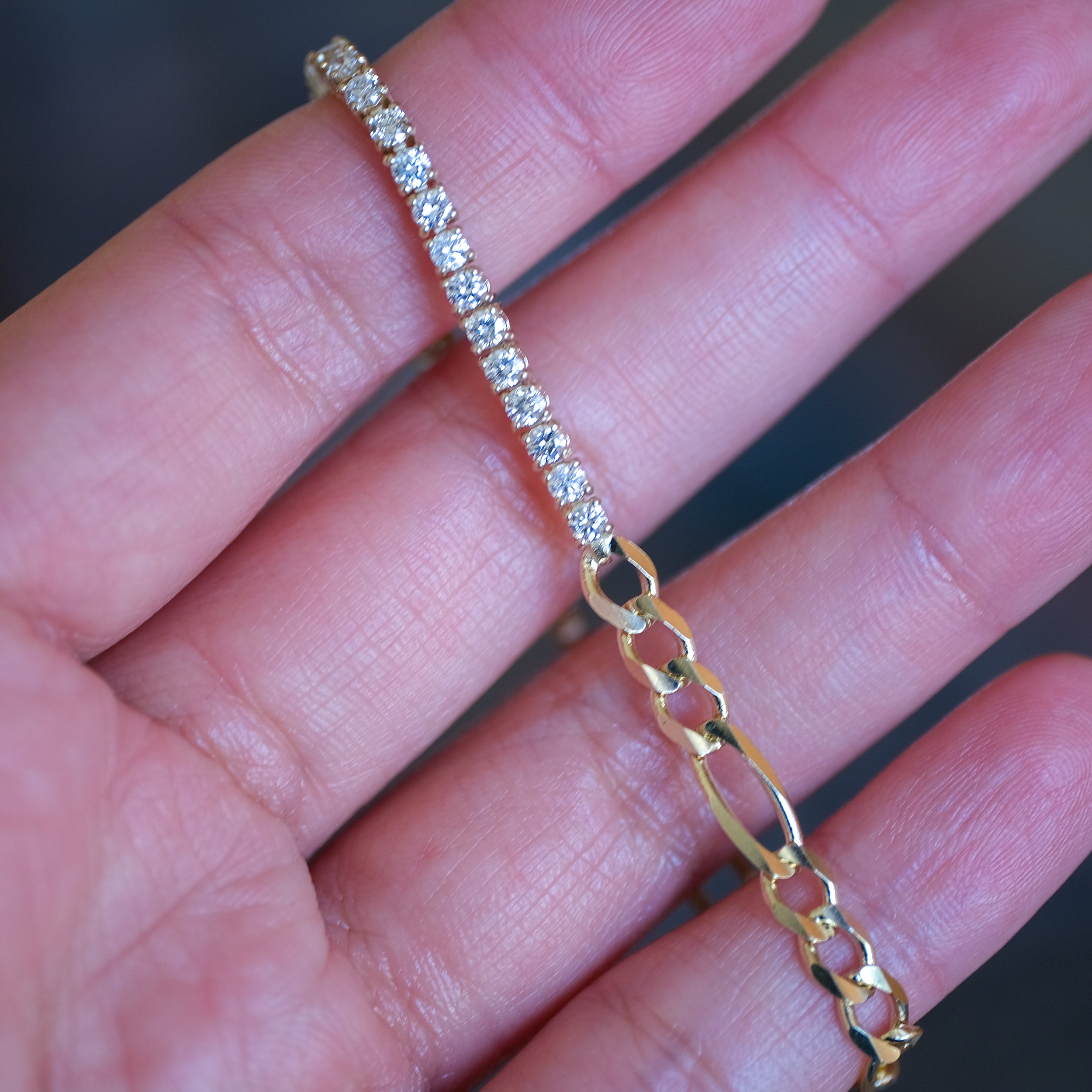 Half & Half Diamond Jumbo Fig Bracelet | OOAK