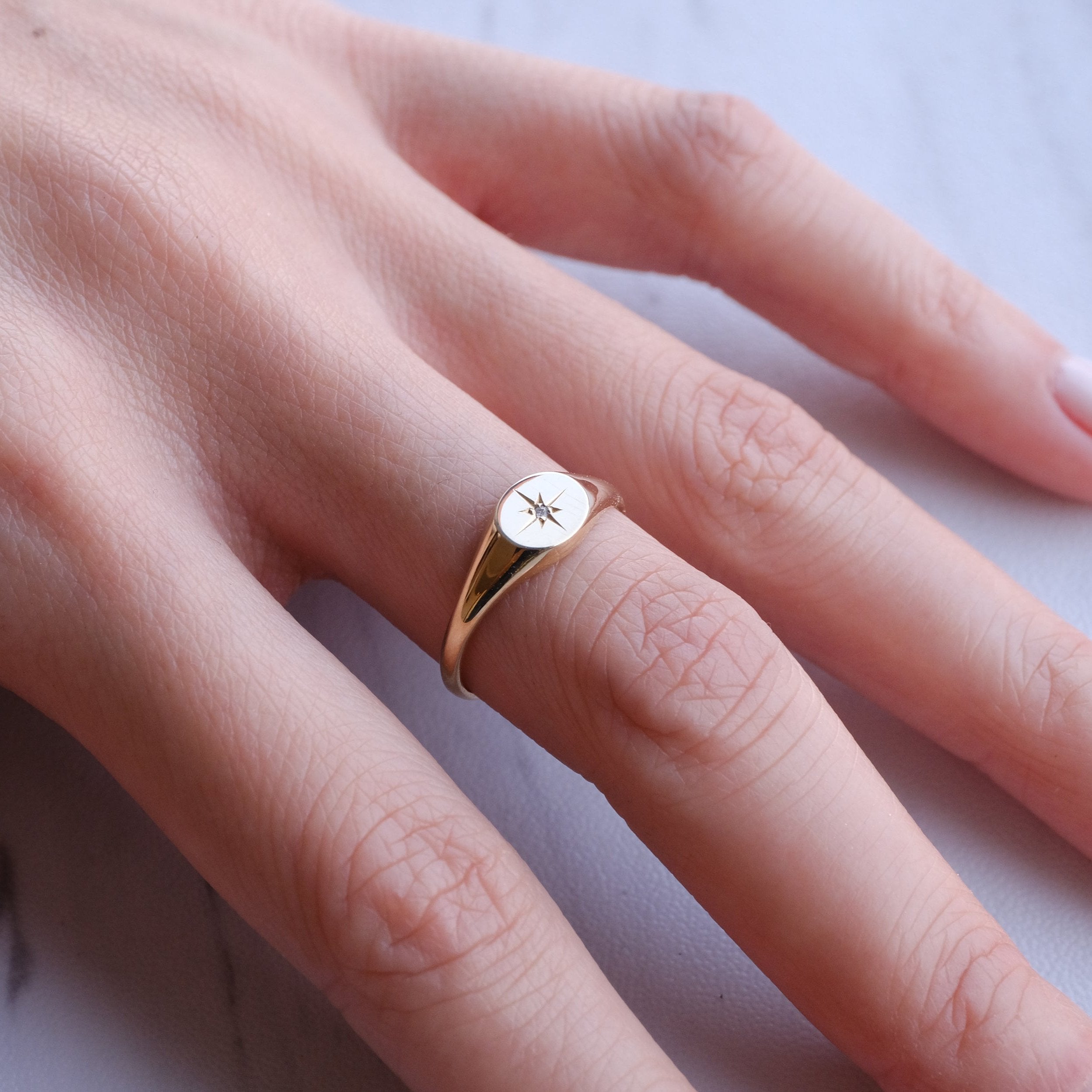 Baby Signet Diamond Ring | Ready To Ship