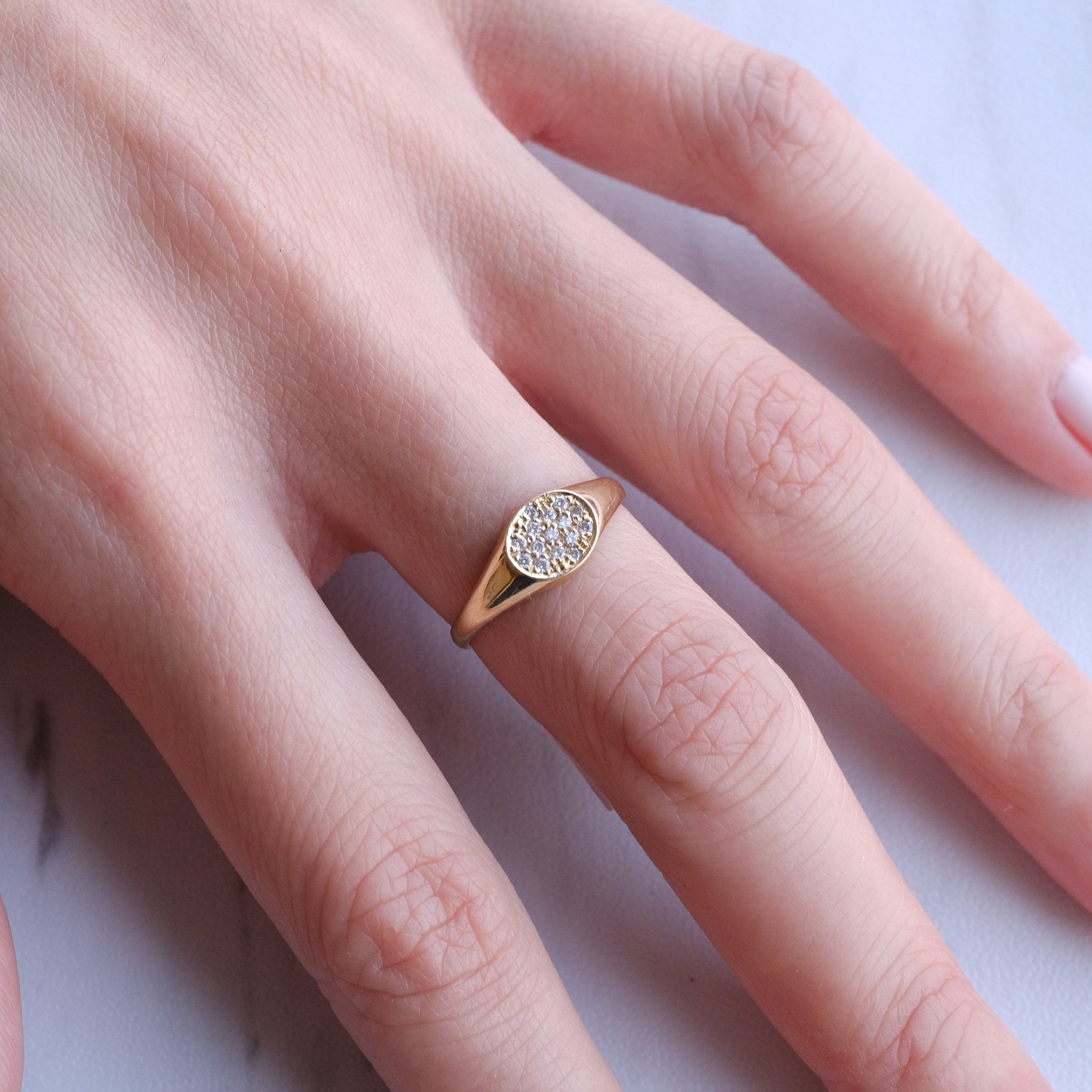 Baby Signet Pave Ring | Ready To Ship