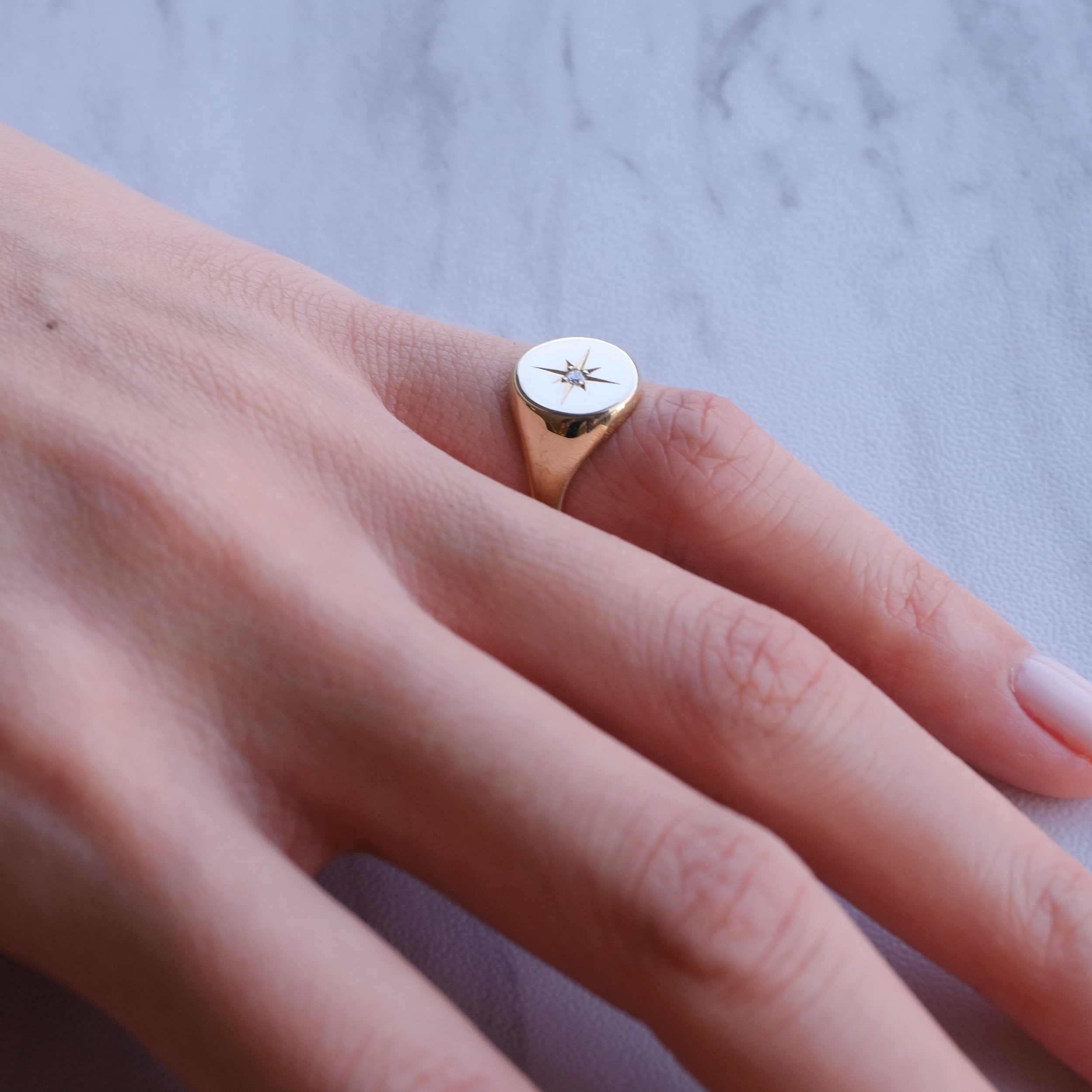 Luna Diamond Signet Ring | Ready To Ship